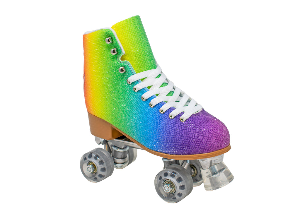 Multi-Color Rhinestone Flashy Roller Skates