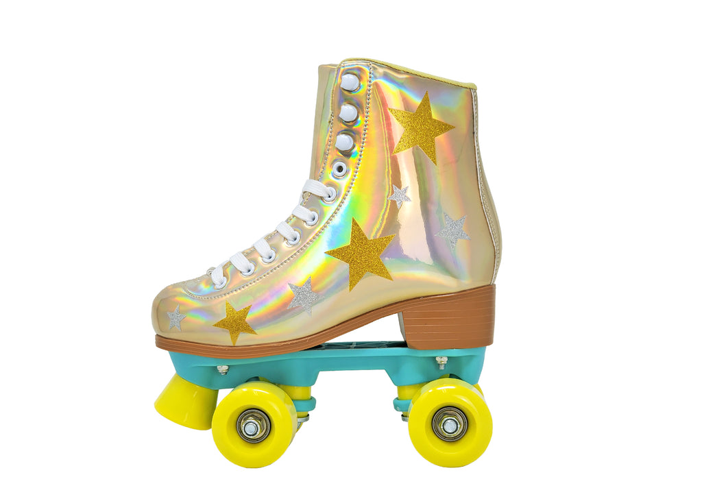 Girls Gold Glitter Iridescent Skates